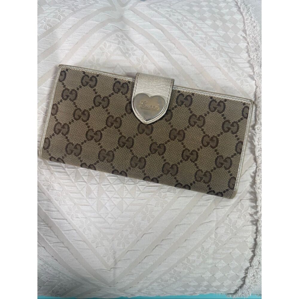 Gucci GG Monogram Canvas Heart Snap Long Wallet